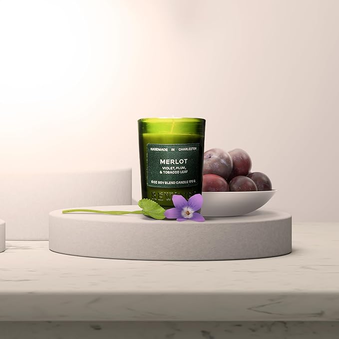 Rewined - Premium Merlot Scented Candles, 6 oz. - Velvety Smooth, Smoky Scented with Notes of Violet, Plum & Tobacco Leaf - Non Toxic Candles - Bloomnest