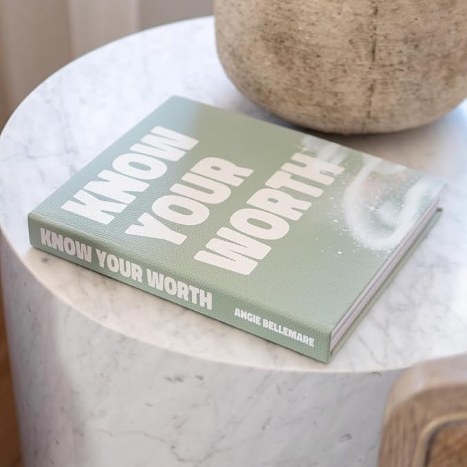 Know Your Worth Workbook by Angie Bellemare: Transformational Self-Growth & Mindset Journal for Women | 277-Page Full-Color Hardcover with 12 Chapters + 31-Day Challenge | Vegan Pebble-Leather Edition - Bloomnest