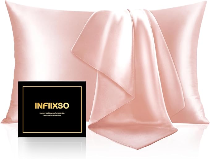 INFIIXSO Mulberry Silk Pillow Case King Size, Silk Pillowcase with Hidden Zipper 20"x36", Extraordinary Smooth and Soft Pillow Cases for Hair and Skin(Coral, 1 Pack) - Bloomnest