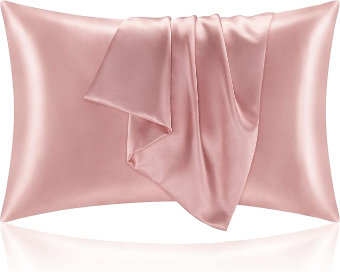 BEDELITE Satin Pillowcase for Hair and Skin, Super Soft and Cooling Similar to Silk Pillow Cases 2 Pack with Envelope Closure, Gift for Women Men(20"x26" Standard Size, Rose Pink) - Bloomnest