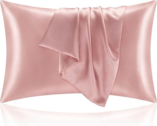BEDELITE Satin Pillowcase for Hair and Skin, Super Soft and Cooling Similar to Silk Pillow Cases 2 Pack with Envelope Closure, Gift for Women Men(20"x26" Standard Size, Rose Pink) - Bloomnest