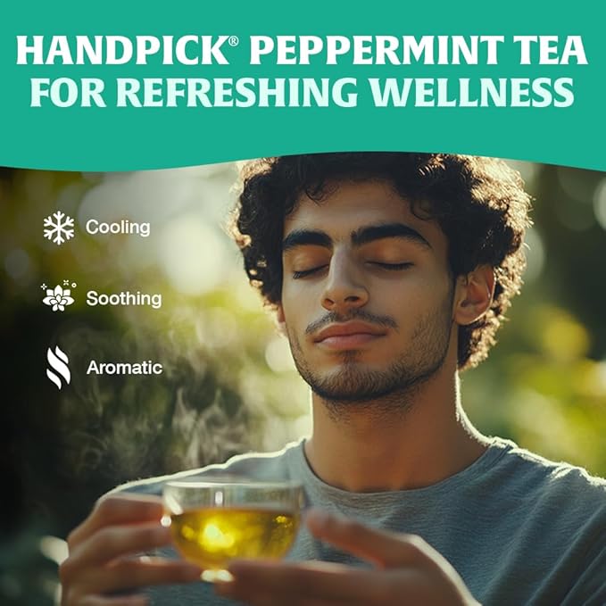HANDPICK, Peppermint Tea, Eco-Conscious Tea Bags - 100 Count | Caffeine Free, Non-GMO | Minty, Fresh & Cool flavor | Direct From Source - Bloomnest