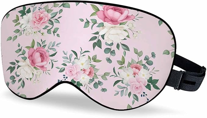 Flower Sleep Eye Mask Beautiful Floral Leaves Men Women Sleep Mask with Adjustable Strap Eye Cover Eye Shade for Travel, Nap,Meditation - Bloomnest