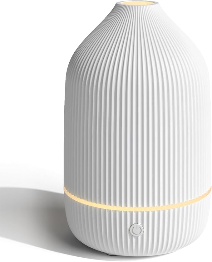 Essential Oil Diffuser, 100ml Aromatherapy Diffuser, Mini Ultrasonic Diffuser for Essential Oil, Home, Office, Cool Mist Humidifier with 7 Led Light, Auto Shut-Off, White - Bloomnest