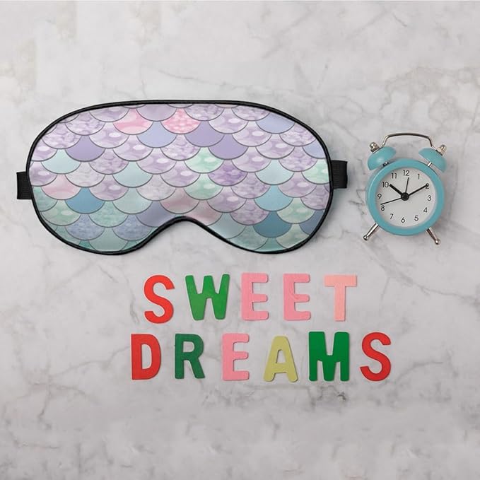 Mermaid Scales Sleep Mask Eye Mask Shiny Scales Ocean Fish Pink Blue Sleep Mask Light Blocking Adjustable Smooth Soft Eye Masks for Women Deep Rest Travel - Bloomnest