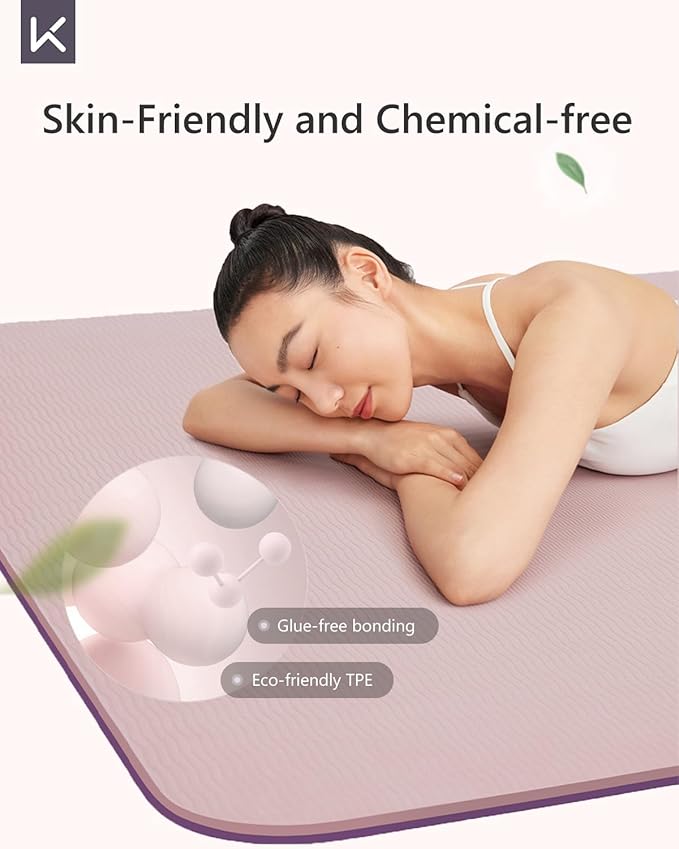 KEEP Yoga Mat Non Slip, Hot Yoga Mat for Women, 72"x24" Double-Color Exercise mat for Home Workout, Premium TPE 7mm Thickened Lightweight Workout Mat for Pilates and Fitness - Bloomnest