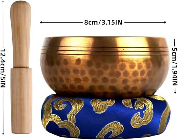 Tibetan Singing Bowl Set ，Sound Bowl Meditation Bowl，hand Hammered in Nepal For Yoga, Mindfulness, Healing & Chakra balancing,Meditation- 3.15 inch - Bloomnest