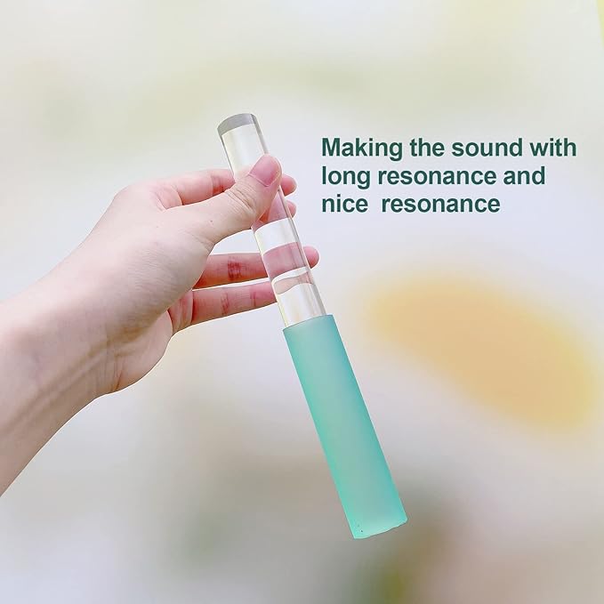 Singing Bowl Mallet Clear Acrylic Base Rubber Striker Mallet for Playing Quartz Crystal Singing Bowl with Bundle Pocket (Green) - Bloomnest