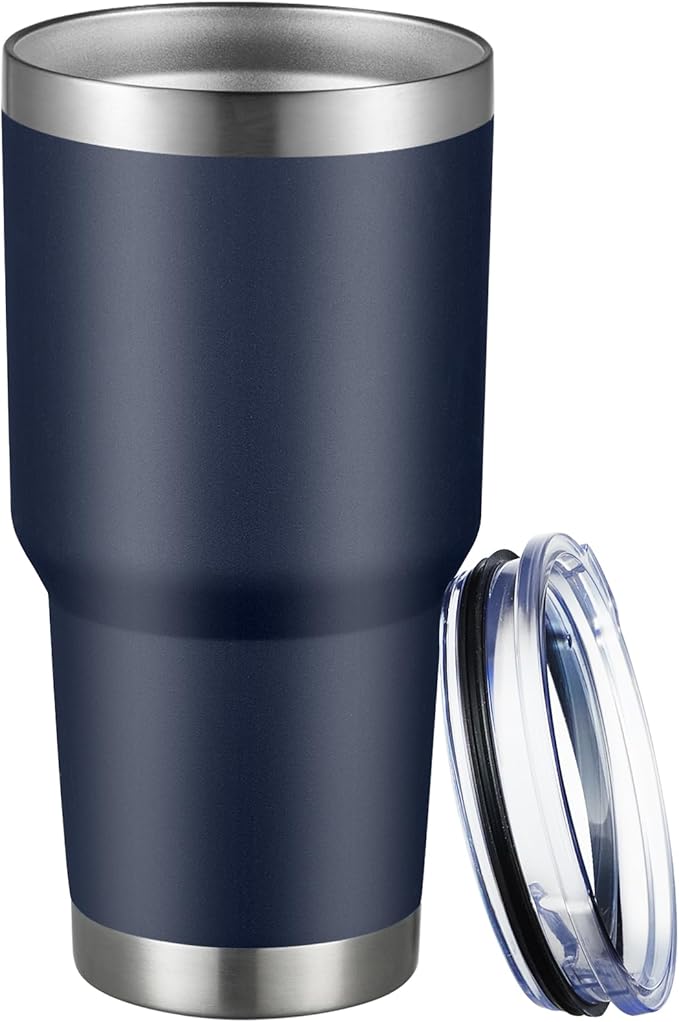 MEWAY 30oz Tumbler Double Wall Vacuum Insulated Travel Mug, Stainless Steel Tumbler with Lid, Durable Powder Coated Insulated Coffee Cup for Cold & Hot Drinks (Navy,1 PACK) - Bloomnest