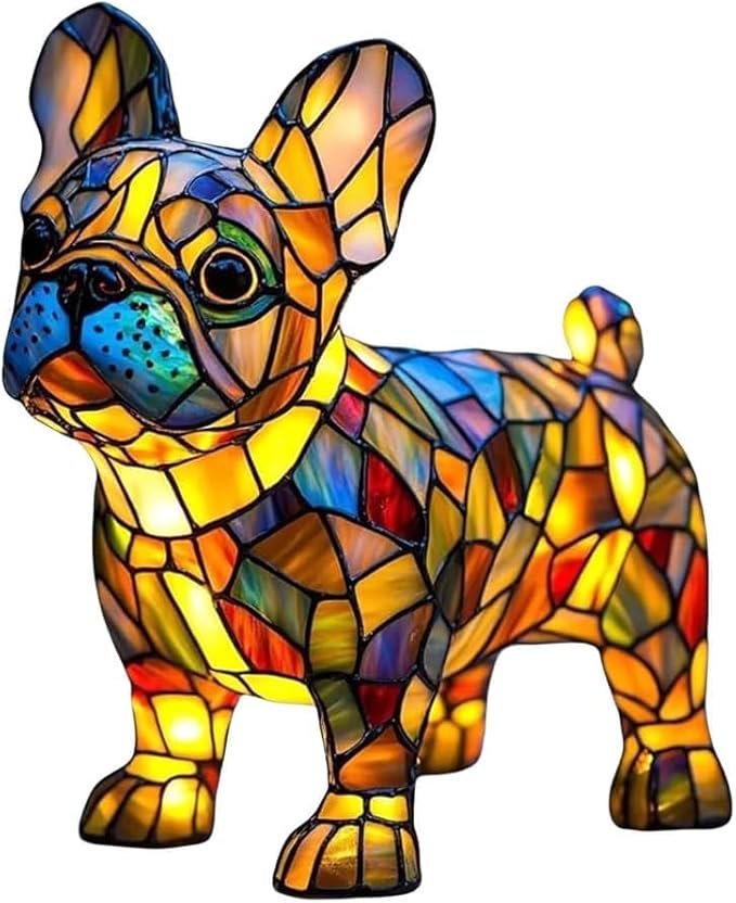 Cute Puppy Lamp, Dog Series Art Night Light, Stained Resin French Bulldog, Corgi, and Dachshund Lamp, Cute Pet Dogs LED Table Lamp with Warm Ambient Glow, Fun Gift for Dog Lovers (French Bulldog) - Bloomnest
