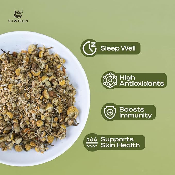 Suwirun Organic Chamomile Tea 25 Bags – 100% Chamomile Flowers – Naturally Caffeine-Free, Supports Relaxation & Sleep – Smooth & Soothing Herbal Tea - Bloomnest