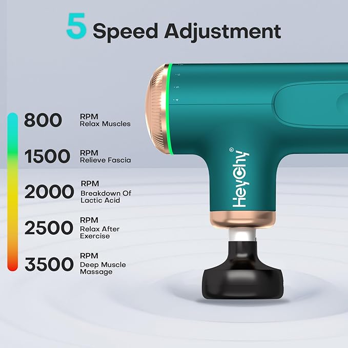 Massage Gun with Heat Function, 5 Adjustable Speed & 5 Massage Head for Deep Tissue Pain Relief, Portable Muscle Massager for Athletes, Compact Percussion Gun - Bloomnest