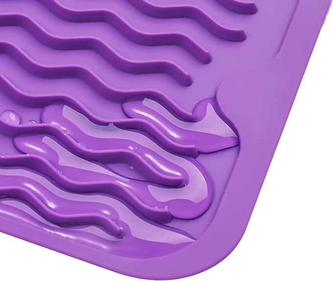 Silicone Dish Drying Mat for Multiple Usage,Easy clean,Eco-friendly,Heat-resistant Silicone Mat for Kitchen Counter or Sink,Refrigerator or Drawer Liner Purple S 12 inches x 6 inches - Bloomnest