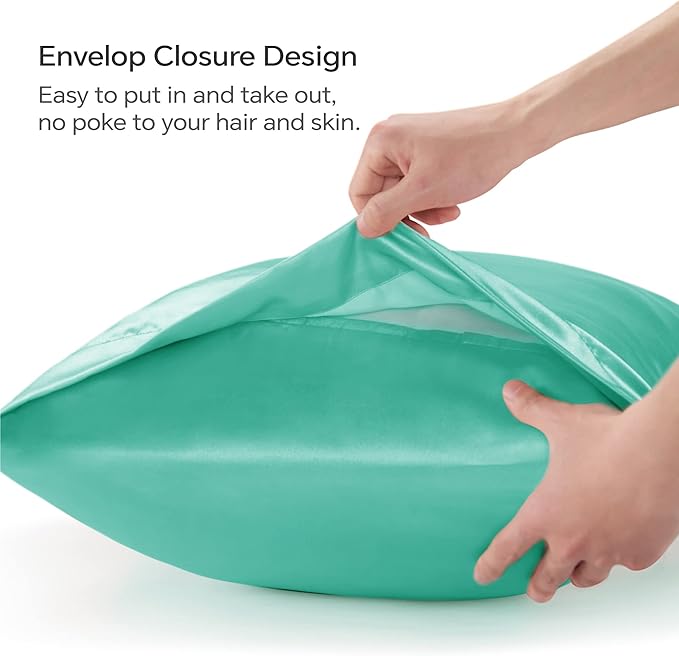 BEDELITE Satin Body Pillow Cover, Super Soft and Cooling Body Pillow Pillowcase for Hair and Skin, Breathable Silky Full Long Pillowcase Cover(20"x54", Turquoise) - Bloomnest