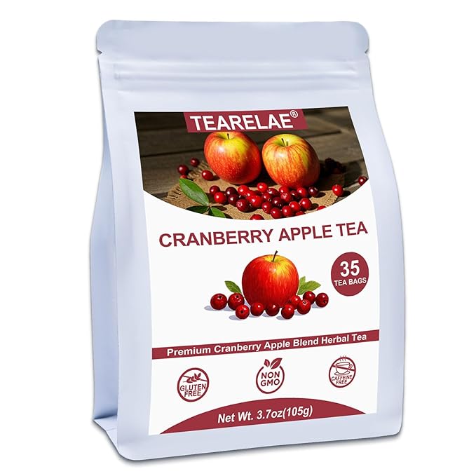 TEARELAE - Cranberry Apple Tea Bags, 35 Count - Premium Cranberry Herbal Blend Tea with Dried Cranberries, Apples, Hibiscus, Rose Petals & Licorice Root - Caffeine-free - Perfect for Daily Refreshment - Bloomnest