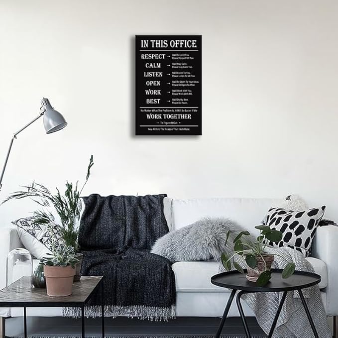 Motivational Canvas Wall Art for Office Wall Decor Inspirational Teamwork Theme Painting Posters In This Office Canvas Prints Artwork Framed Wall Art for Bedroom Modern Company Decor[12''W x 18''H] - Bloomnest