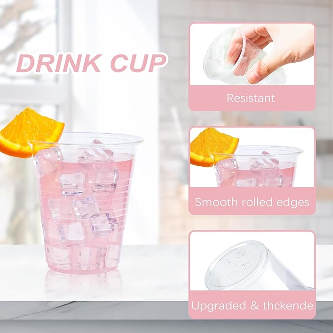 9 oz Clear Plastic Cups, 500 Count Bulk Disposable Tumbler with Heat Resistance, PP Clear Plastic Cups for Party, Cold Coffee, Soda, Juice (9oz 500count) - Bloomnest
