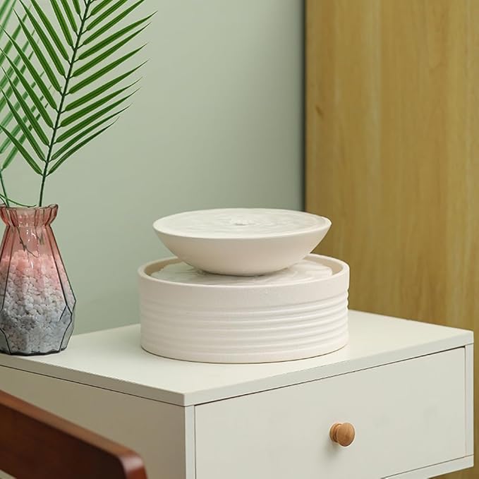 Outdoor and Indoor Tabletop Desktop Fountain Water Feature Waterfall mini Watering p d c Home Decoration Office (S080 White) - Bloomnest