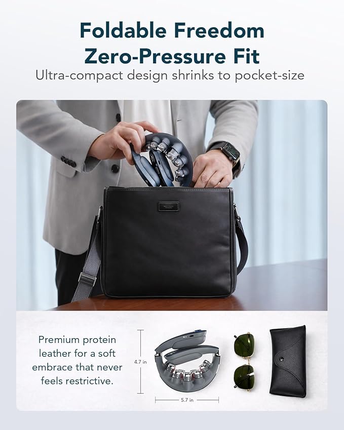 SKG G7 Pro Fold Neck Massager for Pain Relief Deep Tissue Vibration Cordless Travel Massager,Foldable Neck Massager for Office Home Car Gifts for Men Women Dad Mom Grandpa SKG