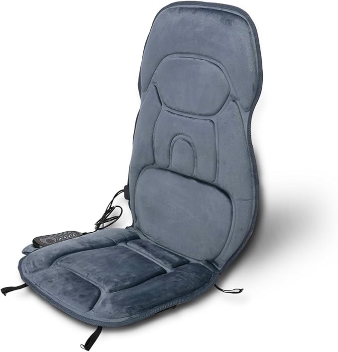 Back Massager with Soft Plush Fabric Cover, Massage Seat Cushion with 8 Vibration Motors & 2 Heating Levels, Chair Massager for Recliner, Office Chair, Sofa Use, Gifts for Dad Mom - Bloomnest