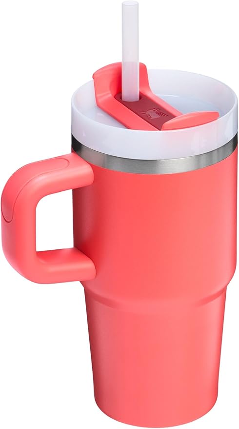 Stanley Quencher H2.0 Tumbler with Handle and Straw 20 oz | Flowstate 3-Position Lid | Cup Holder Compatible for Travel | Insulated Stainless Steel Cup | BPA-Free | Hot Coral