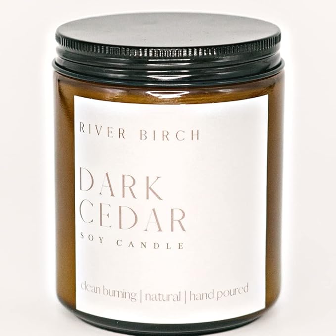 River Birch Candles Cedar Eucalyptus Scented Candle | Premium, All-Natural, Non-Toxic, Soy Amber Jar Candles | 8.5oz 40 Hr Burn Time | Cozy Relaxing Gifts for Home - Bloomnest