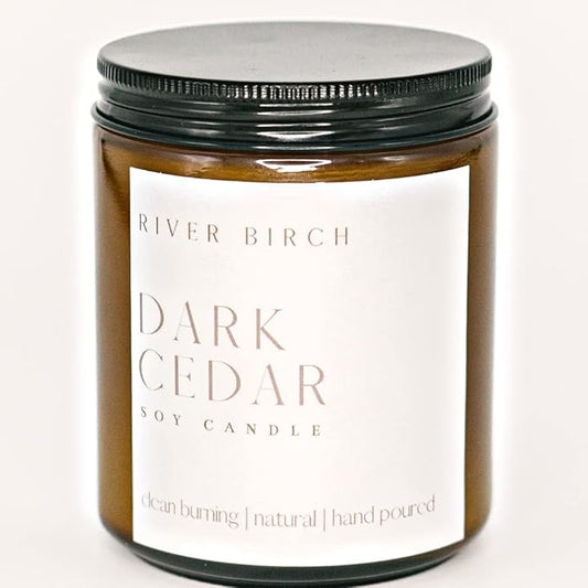 River Birch Candles Cedar Eucalyptus Scented Candle | Premium, All-Natural, Non-Toxic, Soy Amber Jar Candles | 8.5oz 40 Hr Burn Time | Cozy Relaxing Gifts for Home - Bloomnest