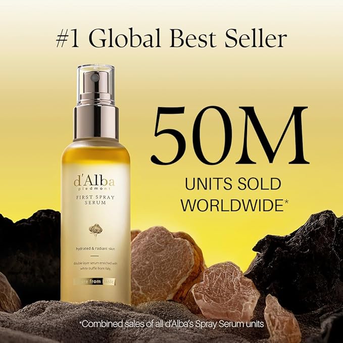 [2 Bottles] d'Alba Piedmont Italian White Truffle First Spray Serum, Vegan Skin Care, Hydrating Face Moisturizer, Glow Serum for Radiant Skin, Non Comedogenic, All In One Mist (total 6.76 fl oz.) - Bloomnest