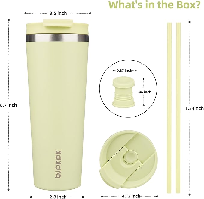 BJPKPK 26oz Insulated Tumbler With lid And Straw Stainless Steel Tumblers Travel Coffee Mug Reusable Thermal Cup,Macaron Green - Bloomnest