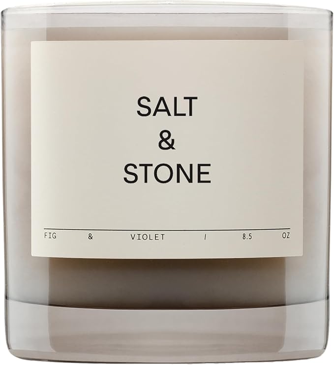 SALT & STONE Scented Candle for Women & Men | Hand-Poured, Aromatic & Fragrant | Coconut & Soy Blend Wax | 100% Cotton Wick | Long-Lasting 50 Hour Burn Time (8.5 oz) (Fig & Violet) - Bloomnest
