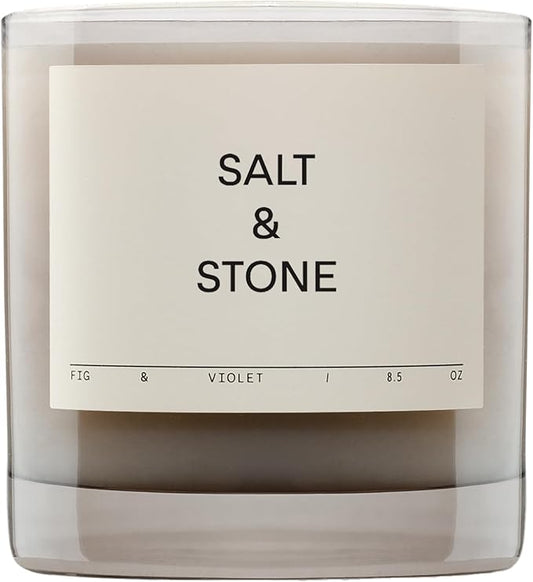 SALT & STONE Scented Candle for Women & Men | Hand-Poured, Aromatic & Fragrant | Coconut & Soy Blend Wax | 100% Cotton Wick | Long-Lasting 50 Hour Burn Time (8.5 oz) (Fig & Violet) - Bloomnest