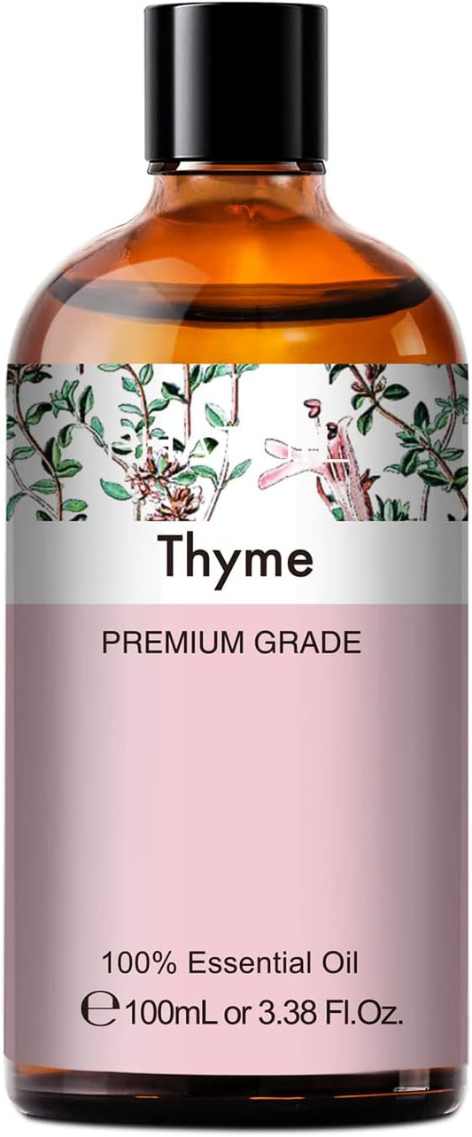 Thyme 3.38fl.oz Essential Oil, PHATOIL Aromatherapy Essential Oils for Diffuser, Humidifier, Perfect for DIY Soap, Candle, Bath Bombs Making(100ml) PHATOIL