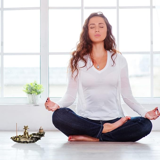 Frog Incense Holder: Incense Burner Holder Waterfall | Backflow Incense Burner, Insence-Stick Holder with 7 Incense Holes, Incense Cone Holder