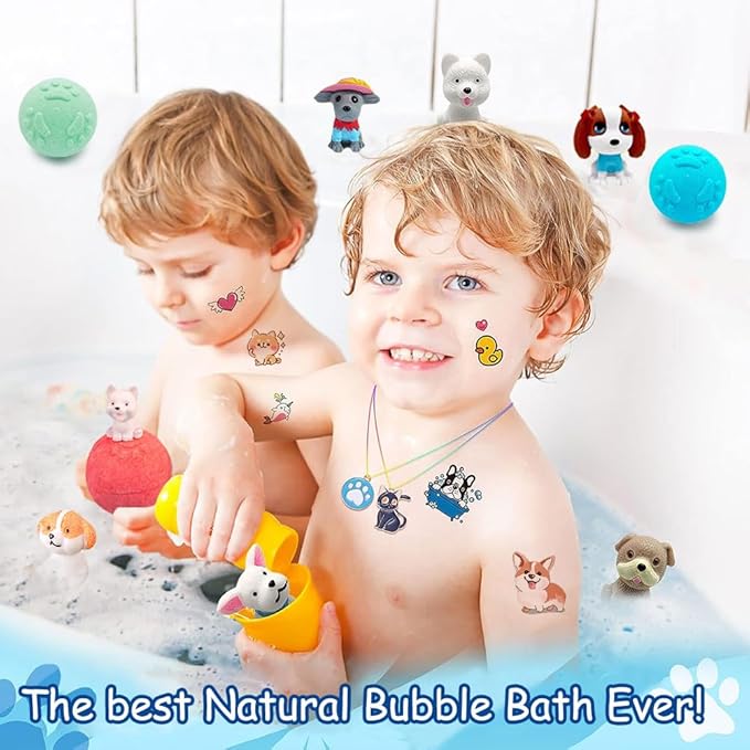 Bath Bombs for Kids with Surprise Inside for Boys Girls Toddlers 20 Pack Kids Gift Set Organic Bubble with Puppy Inside Natural Handmade - Bloomnest