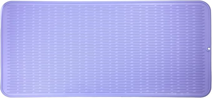 Silicone Dish Drying Mat for Multiple Usage,Easy clean,Eco-friendly,Heat-resistant Silicone Mat for Kitchen Counter or Sink,Refrigerator or Drawer Liner Light Purple 5XL 36inches x 18inches - Bloomnest