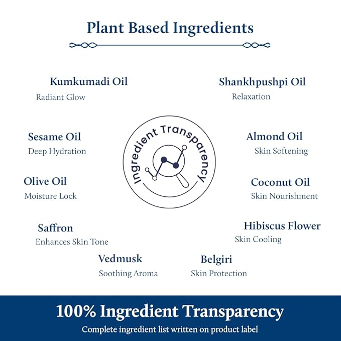 Blue Nectar Baby Oil with Pure Kumkumadi Oil for Glow & Hydration | Ayurvedic Baby Massage Oil for New Born | 100% Natural & Safe Baby Product for Delicate Skin (17 Herbs, 3.38 Fl Oz) - Bloomnest