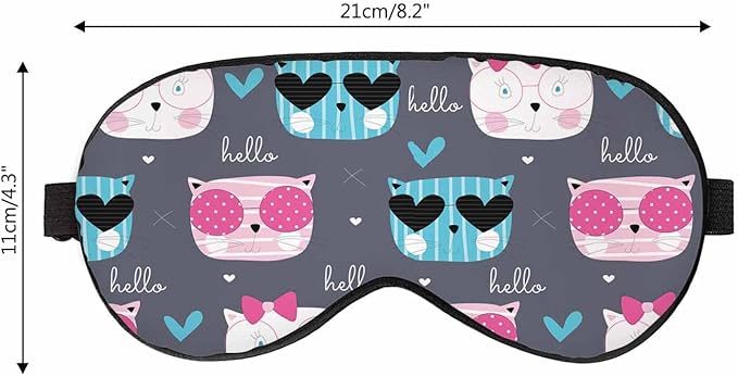 Kitten Sleep Eye Mask Cute Fashion Cat Men Women Sleep Mask with Adjustable Strap Eye Cover Eye Shade for Travel, Nap,Meditation - Bloomnest
