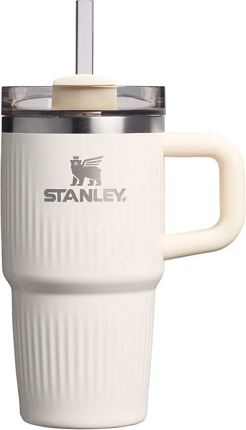 STANLEY Quencher H2.0 Tumbler with Handle and Straw 20 oz | Flowstate 3-Position Lid | Cup Holder Compatible for Travel | Insulated Stainless Steel Cup | BPA-Free | Fluted Cream Gloss Stanley