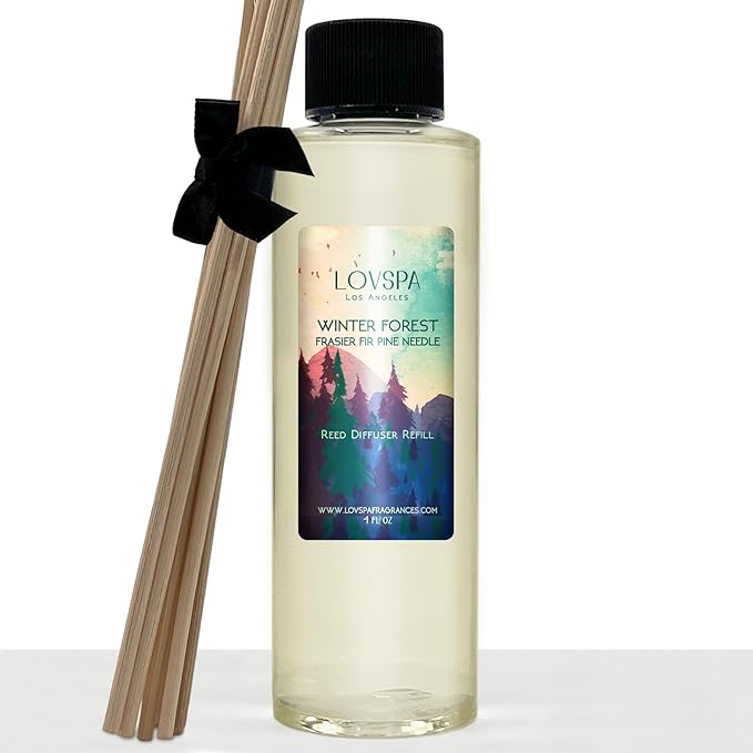LOVSPA Winter Forest Pine Diffuser Oil - Holiday Essential Oils for Diffuser Refill & Air Freshener Room Spray - Natural Home Fragrance, Scented Oil for Diffusers, USA Made, 4oz - Bloomnest
