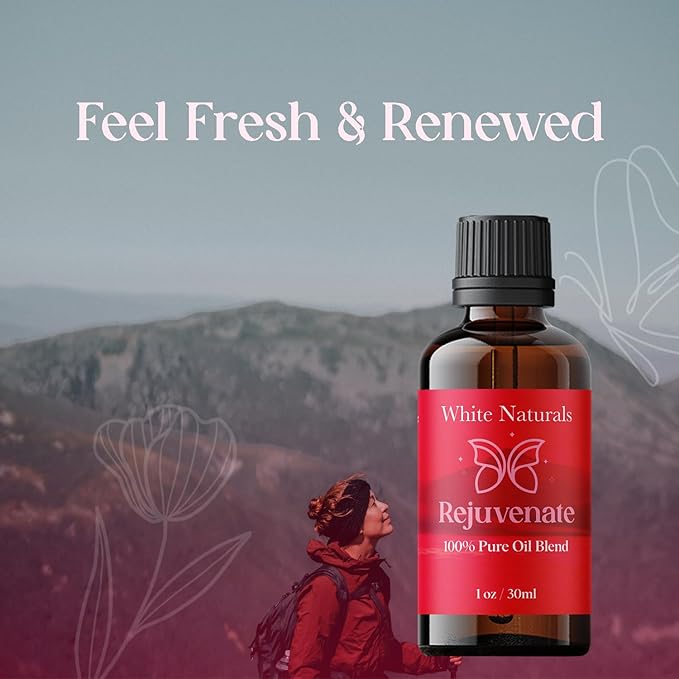 White Naturals Rejuvenating Essential Oil Blend – Energizing Aromatherapy Oil for Skin and Mind, 100% Pure & Natural Essential Oils for Relaxation, Focus & Mood Boost, 1oz - Bloomnest