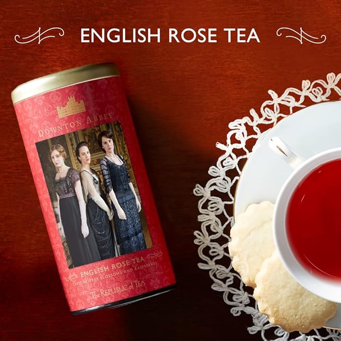 The Republic of Tea Downton Abbey Premium English Rose Tea, 36 Tea Bags, Rose Hibiscus, Caffeine Free - Bloomnest