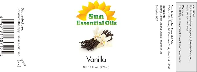 Sun Essential Oils - Vanilla Essential Oil 16 oz for Diffuser, Skin, Hair, Humidifier & Aromatherapy Massage, Scent for Candle, Lotion & Soap Making & Room Freshener - Bloomnest