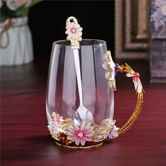Luka Tech Mothers Day Gifts For Mom,Mom Gifts From Daughter Son,Daisy Flower Glass Tea Cups Best Mom Ever Gift, Birthday Gift For Mum Grandma - Bloomnest