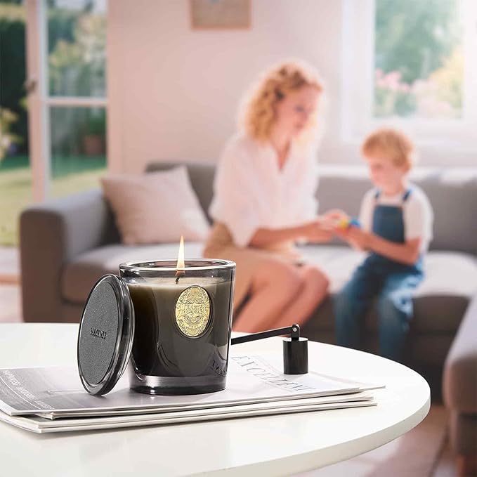 M&SENSE Natural Soy Candle | Oud Wood & Black | 9.2 oz, 50H Burn Time | Luxury Scented Candle for Relaxation, Gifting, Home Décor | Ideal for Bedroom, Office, Party Ambiance - Bloomnest