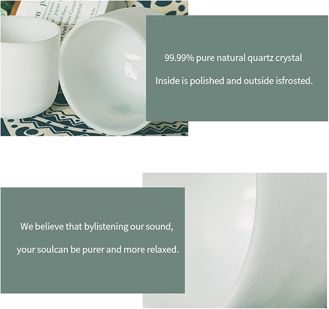 Hye-eun 12 Inch 432hz G Note Frosted Crystal Singing Bowl Chakra Sound Bowl With Heavy Duty Purple Carrying Case and Suede Stick Included for Yoga Sound Healing - Bloomnest