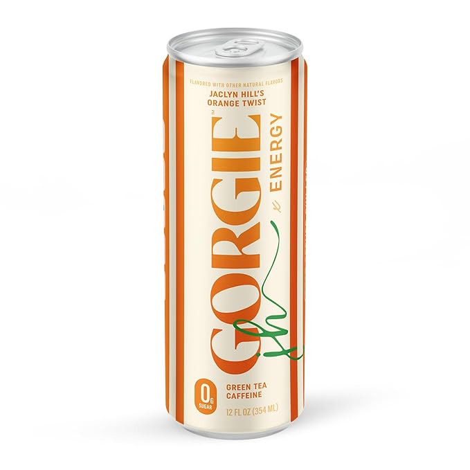 GORGIE Sugar Free Natural Energy Drinks, Jaclyn Hill Orange Twist (12 Pack) Healthy Sparkling Energy Drinks Natural Coffee Replacement with Green Tea Caffeine and Biotin, Vegan, Low Calorie - Bloomnest