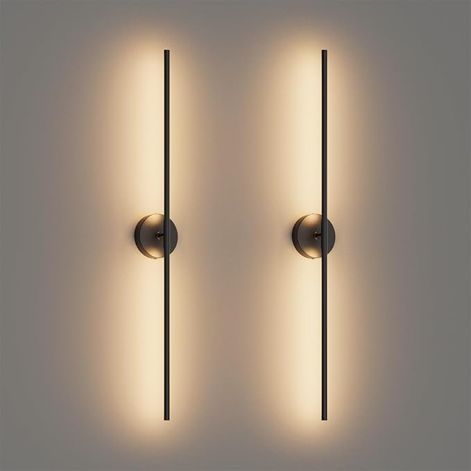 Modern Wall Sconces Set of Two 3000K 40In Hardwired Black Bathroom Sconce Vanity Light Bar 360° Rotate Warm Light for Bedroom Bathroom - Bloomnest