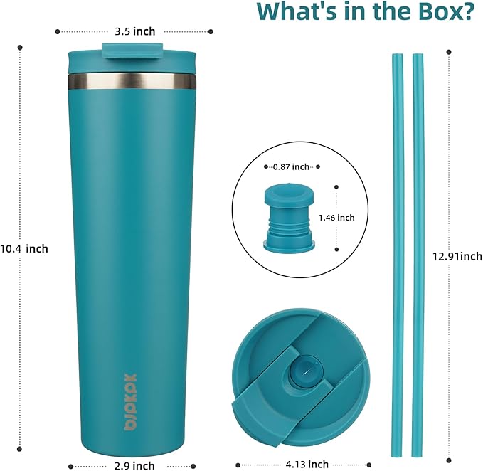 BJPKPK 34oz Tumbler With lid And Straw Stainless Steel Travel Coffee Mug Insulated Tumblers Cups,Laguna - Bloomnest