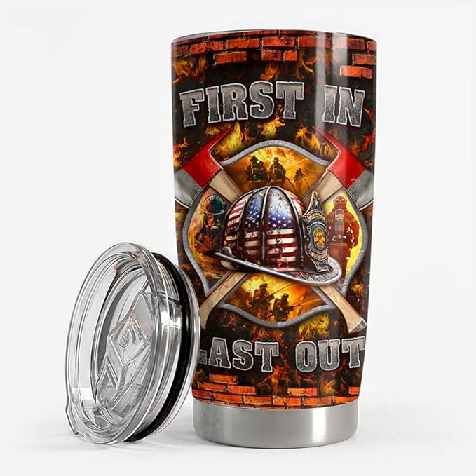 Firefighter Tumbler 20oz Stainless Steel Insulated Travel Mug Cup for Men Firefighters Gifts for Birthday Christmas Fathers Day - Bloomnest