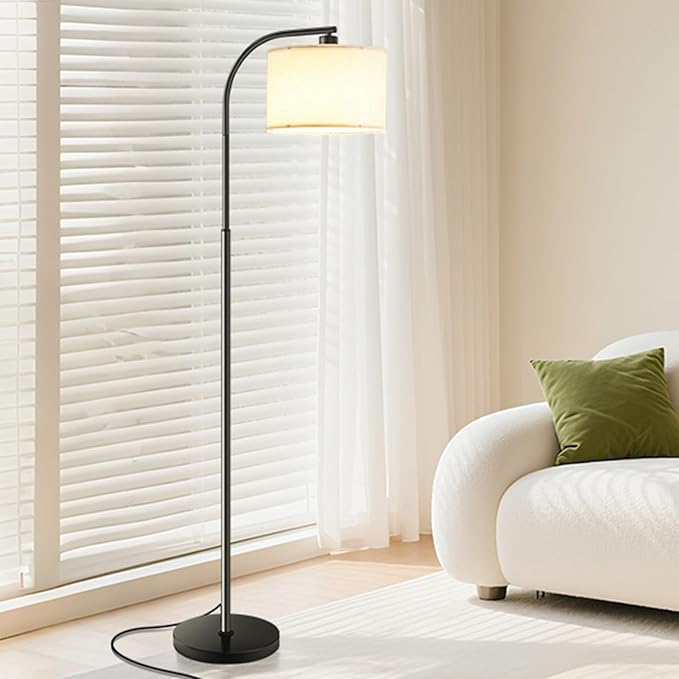 Floor Lamp for Living Room,Tall Standing Lamps Dimmable,Modern Floor Light with LED Bulb,3 Color Temperatures,Fabric Shades,Black Floor Lamps for Bedroom Dining Room Office Corner - Bloomnest